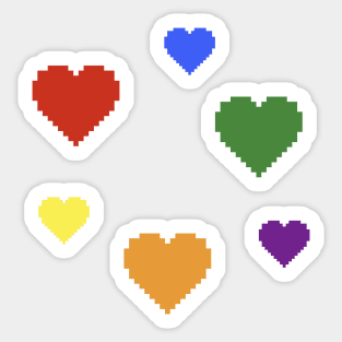 Rainbow Pride Hearts Pixel Art Sticker